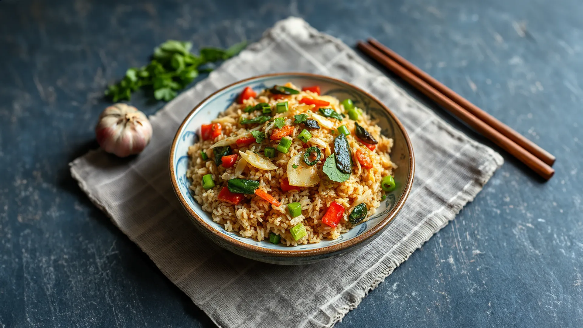 Asia-Bratreis mit Gemüse und Ei