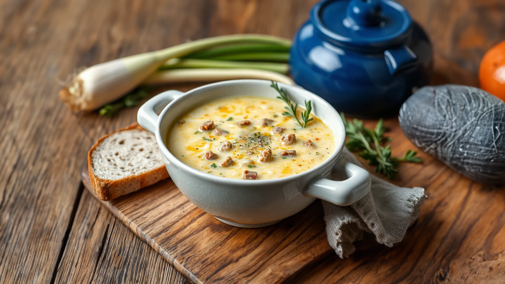 Cremige Hack-Lauch-Suppe