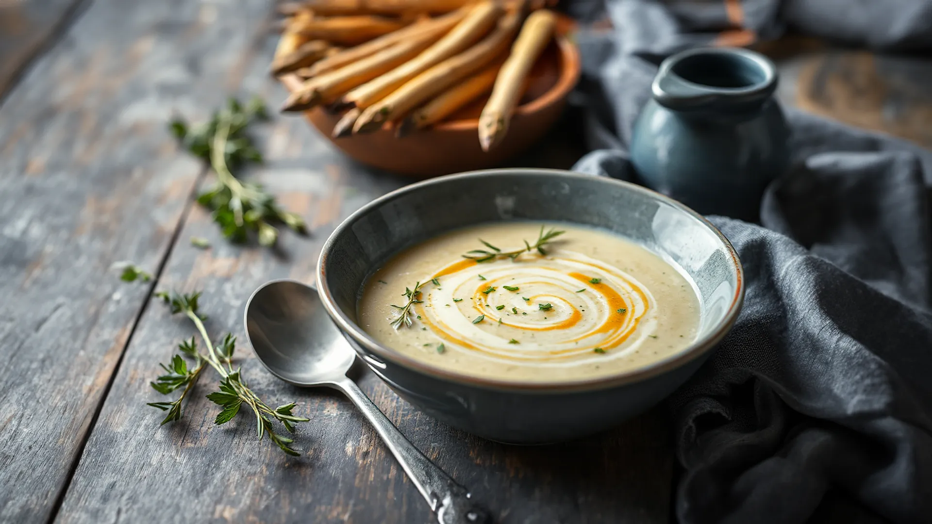 Cremige Spargelsuppe mit frischen Kräutern