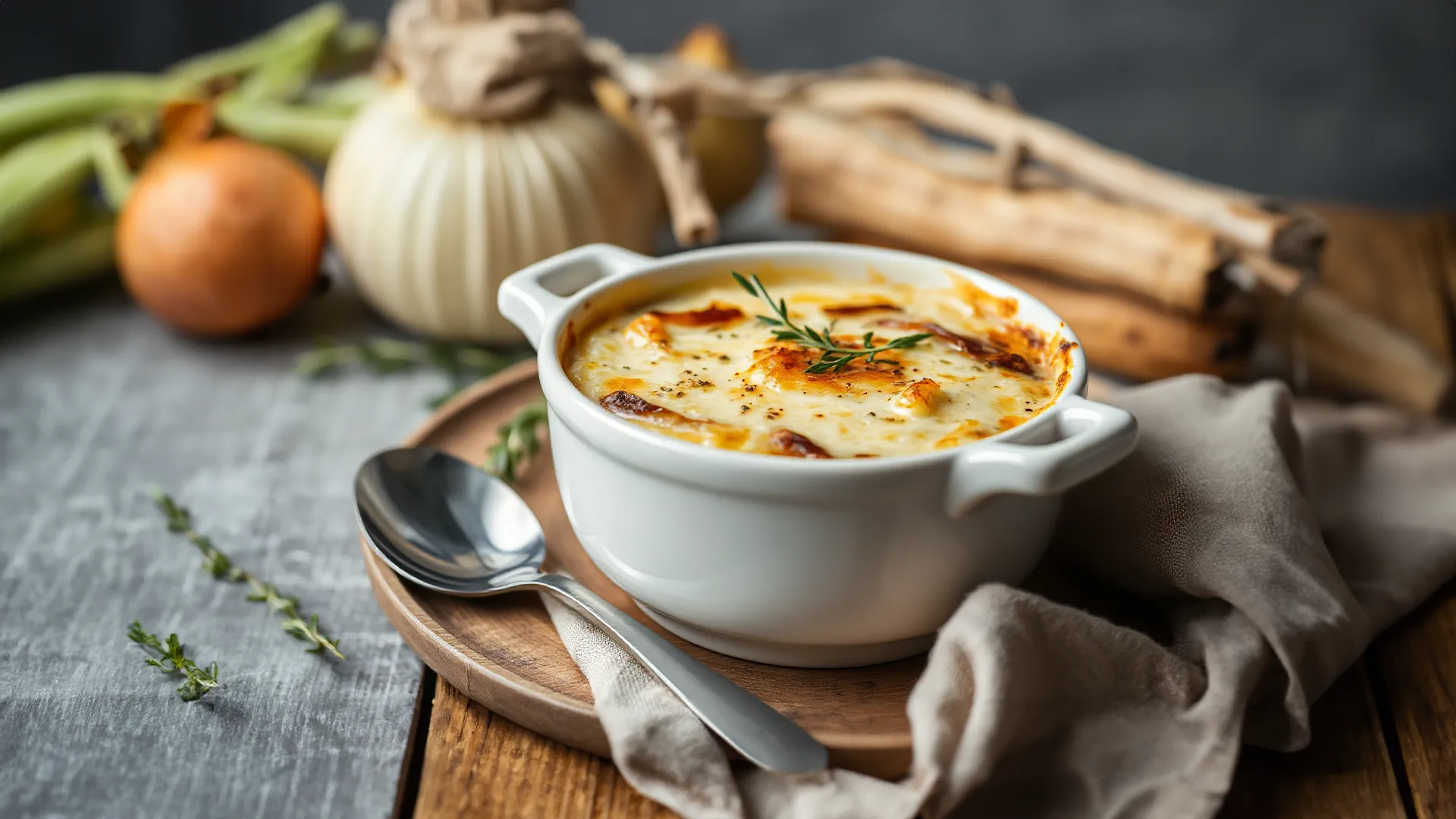 Gratinierte Zwiebelsuppe mit Käsekruste