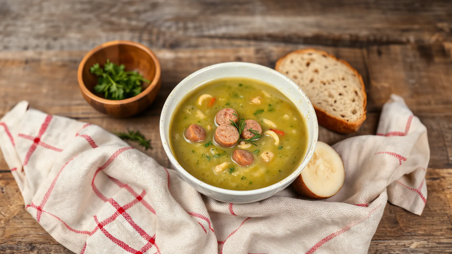 Herzhafte Erbsensuppe mit Mettenden
