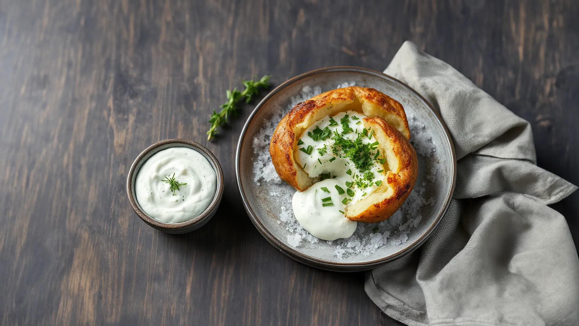 Ofenkartoffeln auf Salzkruste mit Kräuterquark-Dip
