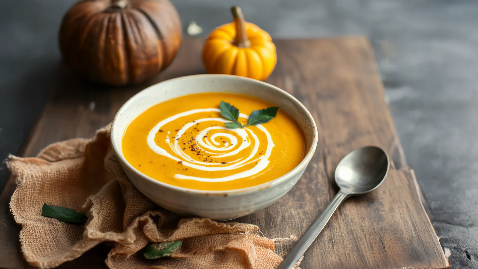 Vegane Kürbissuppe mit Kokosmilch und asiatischer Note